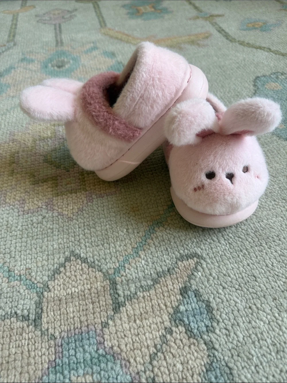 Plush Pink Bunny Kids Shoes - Soft Slip-On Slippers